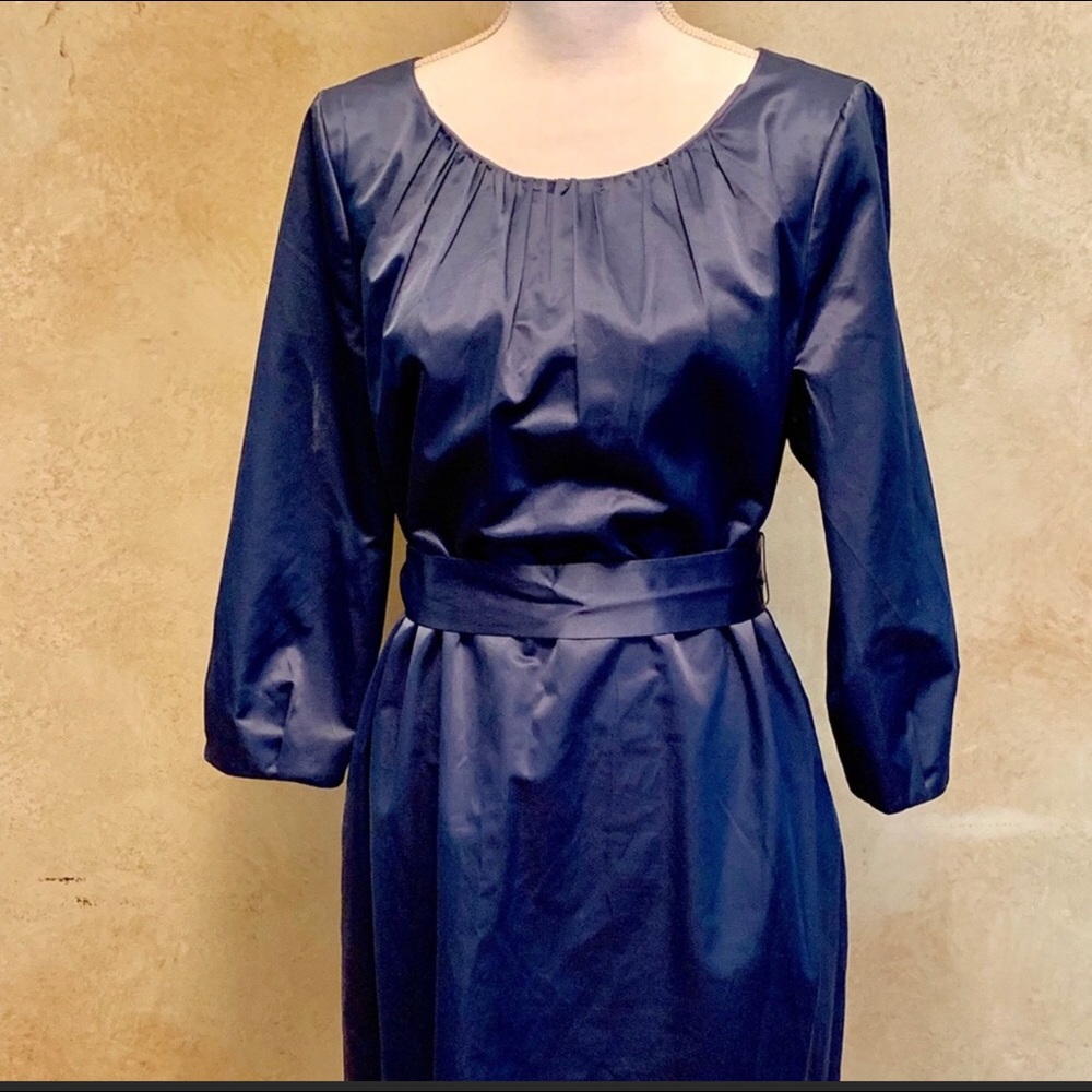 J. Crew slate blue sateen dress